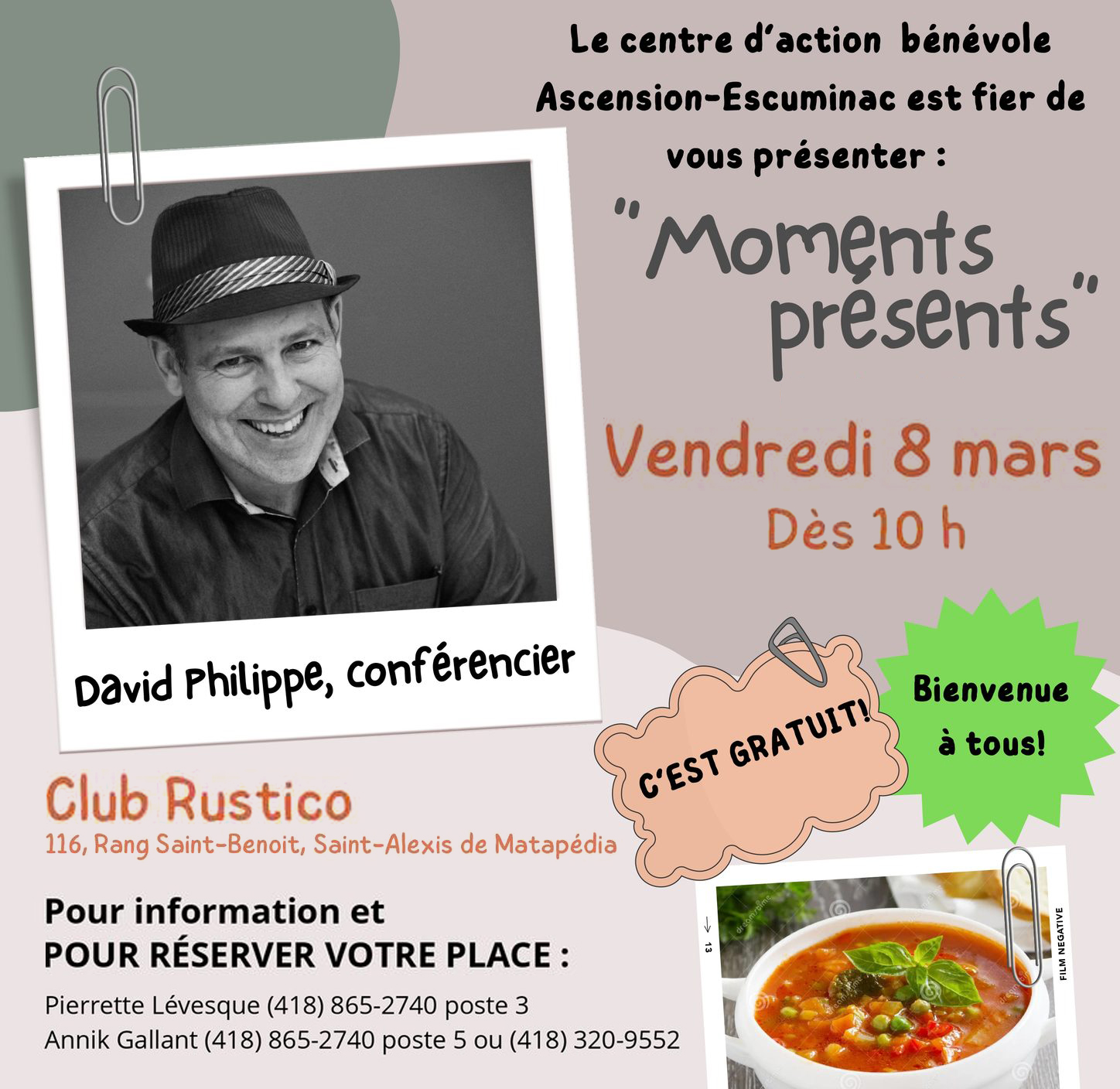 « Moments présents» une conférence par David Philippe