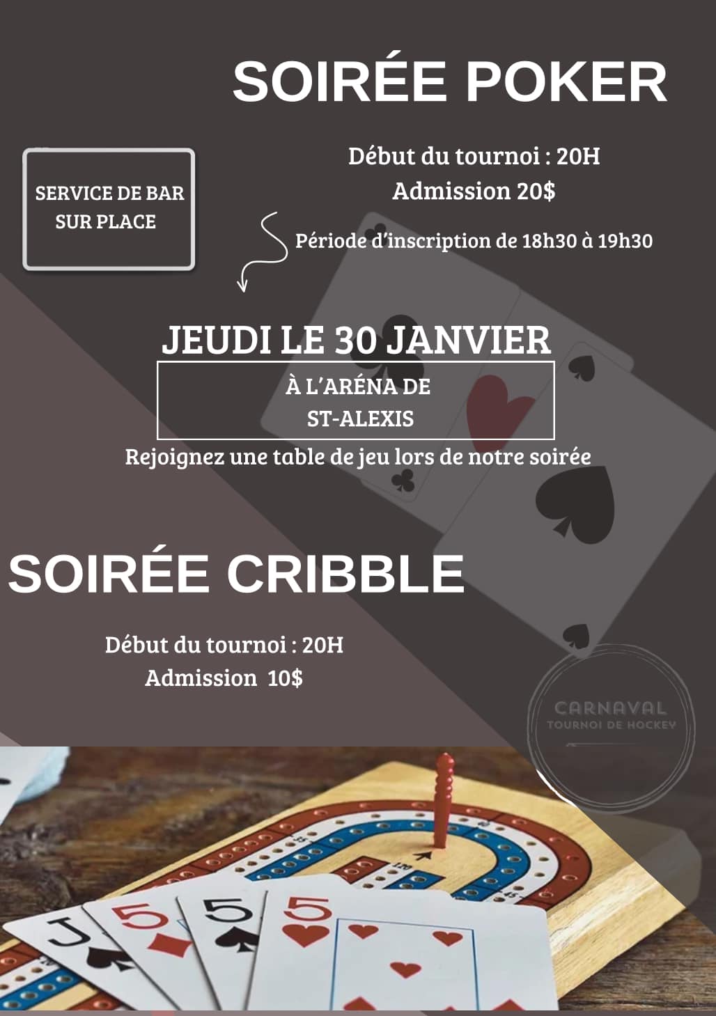 Tournoi de Poker et Cribble