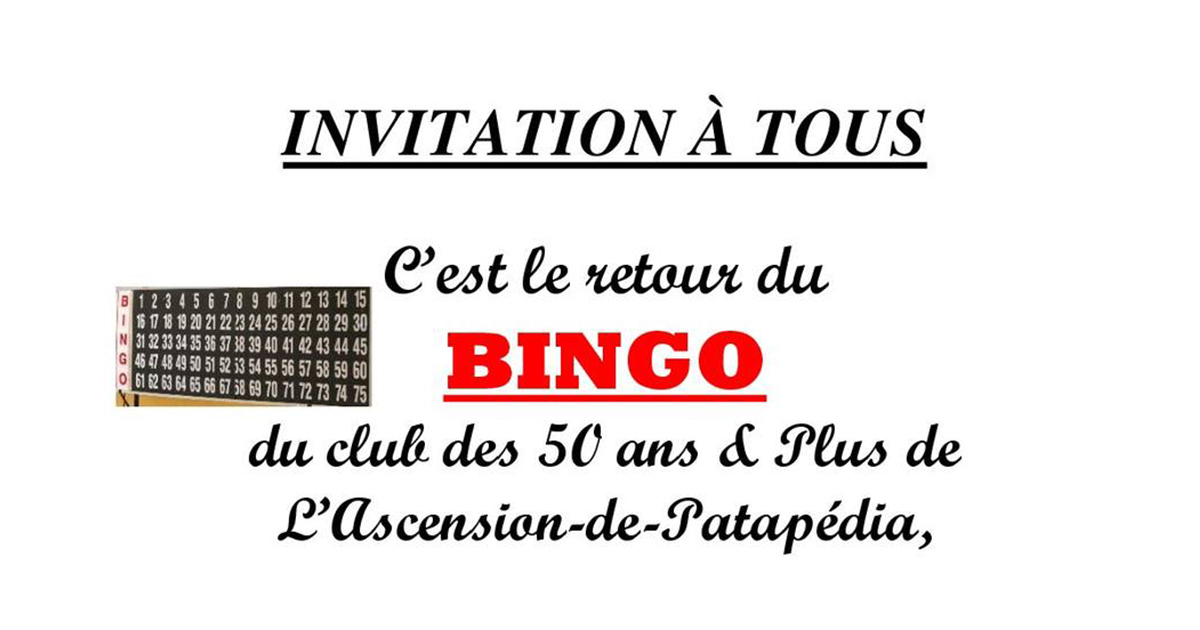 Bingo du CLub des 50 ans et + de L'Ascension