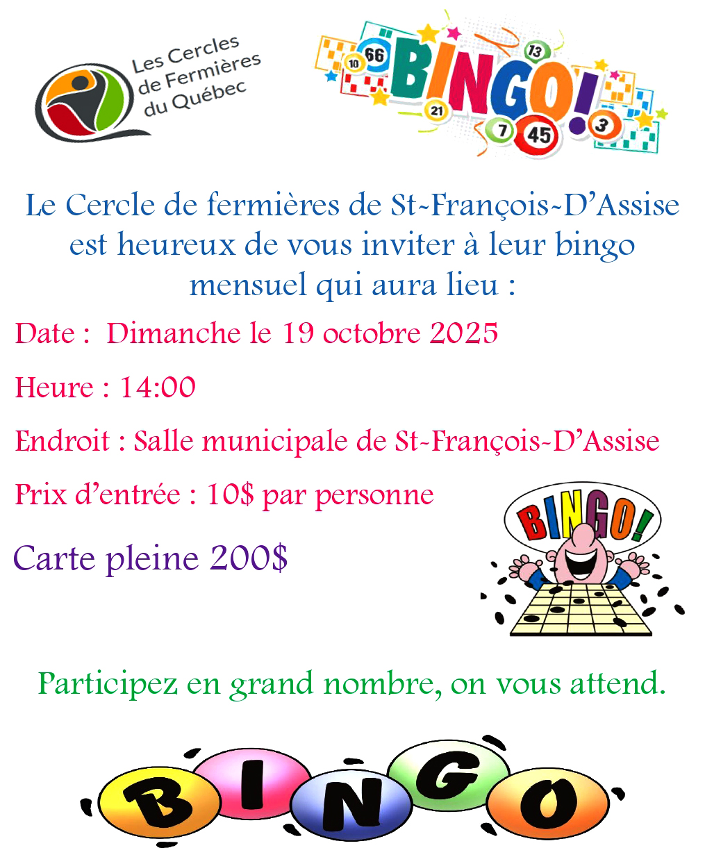 BINGO des Fermières de St-François