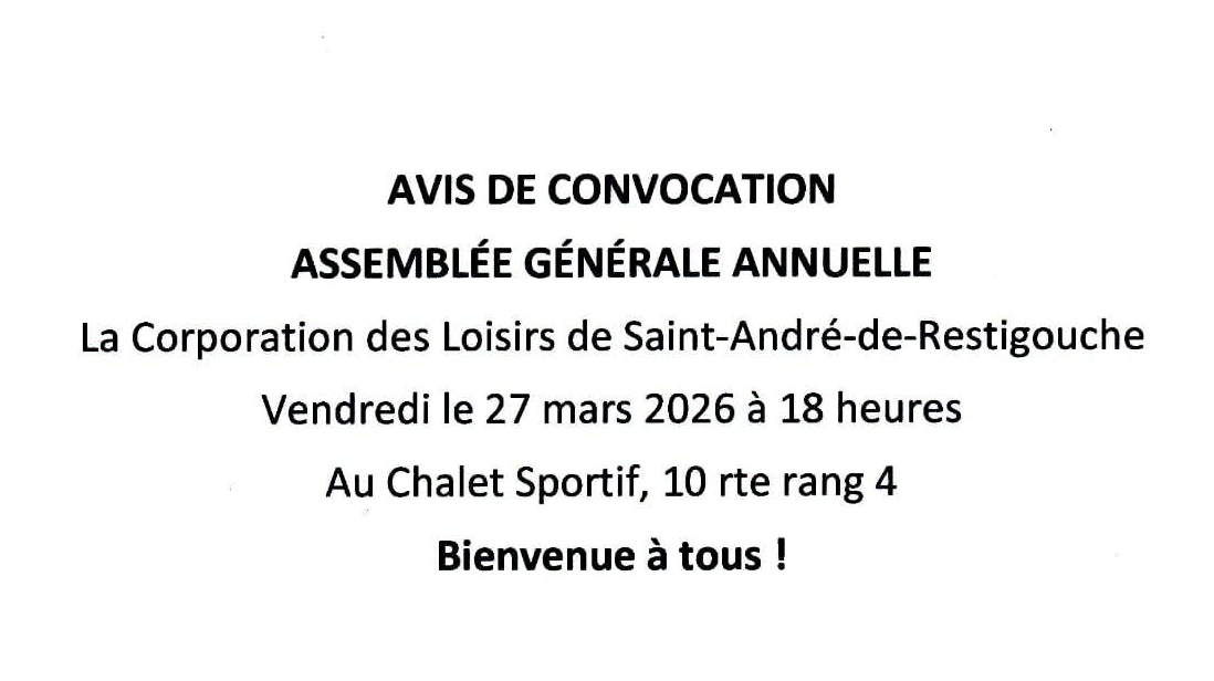 AGA - Corporation des Loisirs de Saint-André-de-Restigouche