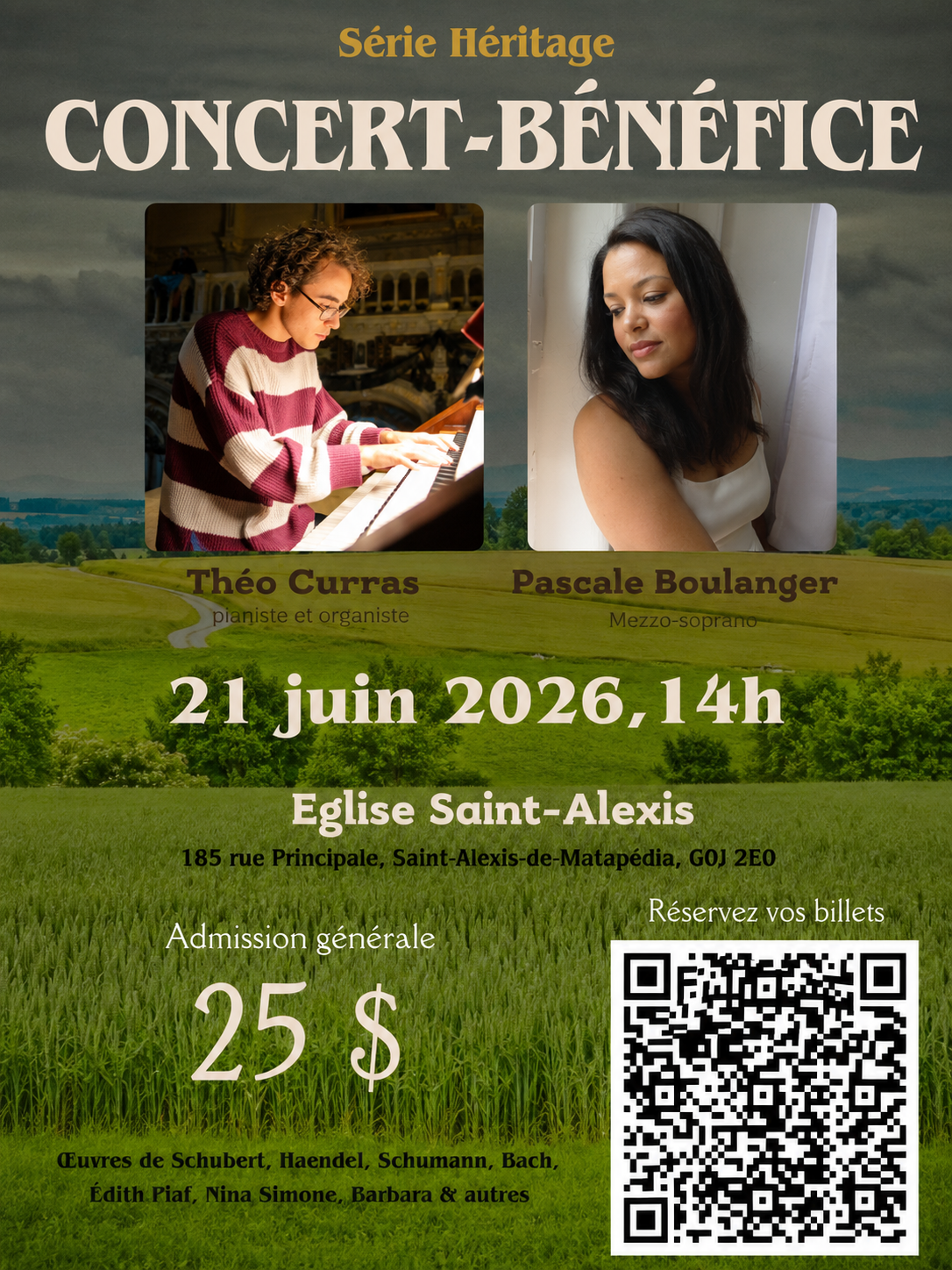 Concert bénéfice avec le pianiste et organiste Théo Curras et la Mezzo-soprano Pascale Boulanger