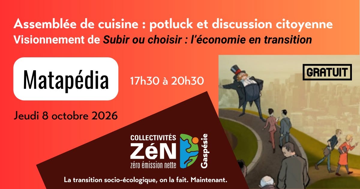 Assemblée de cuisine: passez à l’action avec nous - vers la Gaspésie de demain!